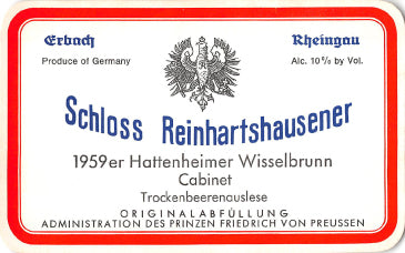 Schloss Reinhartshausen 1959 Hattenheim Wisselbrunnen Riesling Trockenbeerenauslese (0,7l)